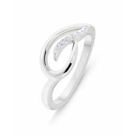 Bague en Argent 925 rhodié et Oxyde de zirconium. Bague moderne avec motif serti d'oxydes de zirconium. Largeur de la bagu...