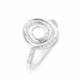 Bague Argent 925 rhodié Oxyde zirconium Bague moderne motif ovale serti d oxydes zirconium Largeur bague (sur doigt, vue d...