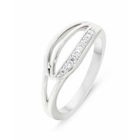 Bague Argent 925 rhodié Oxyde zirconium Bague moderne 3 branches d ont une est sertie d oxydes zirconium Largeur bague (su...