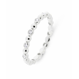 Bague Argent 925 rhodié Oxyde zirconium Alliance tour complet oxydes sertis dans petits motifs forme boules Largeur bague ...