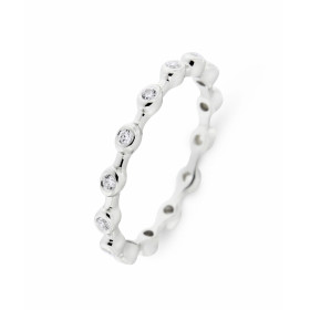  Bague Argent 925 rhodié Oxyde zirconium Alliance tour complet oxydes sertis dans petites boules Largeur bague : 2,4mm 
