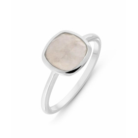Bague Argent 925 rhodié Quartz Rose Pierre forme coussin mesurant 8x8mm Pierre collée (eviter l eau)