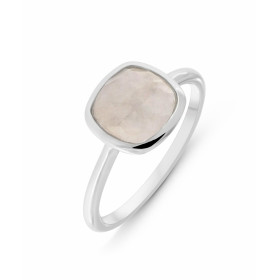 Bague en Argent 925 rhodié et Quartz Rose. Pierre de forme coussin mesurant 8x8mm. Pierre collée (eviter l'eau)