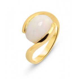  Bague Or Jaune Opale Ovale 12x10mm Pierre ovale 12x10mm (3.3 carats) Monture croisée Serti demi clos 