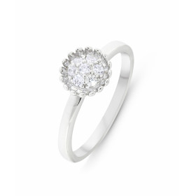 Bague Fleur Argent 925 rhodié Oxyde zirconium Bague forme fleur son centre un pavage d oxydes zirconium Largeur bague (sur...