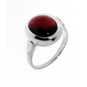 Bague Argent 925 Grenat, pierre 12x10mm