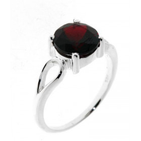  Bague Argent 925 Grenat , monture ajour&eacute;e sertie d une pierre ronde 10mm 