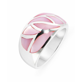 Bague Jonc Argent Incrusté Nacre Rose Largeur bague (vue dessus) : 12mm Du fait largeur l anneau nous vous conseillons pre...