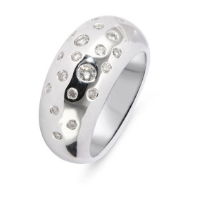  Bague Jonc Or Blanc sertie 19 diamants pour un poids total 0,7 carat Largeur monture (vue dessus) : 11mm Poids Diamant : ...