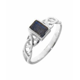 Bague au style celtique sertie d une petite pierre rectangulaire La pierre variété Labradorite est taillée cabochon mesure...