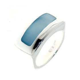 Bleue Bague Argent 925 Nacre Bleue. Largeur sur doigt (vue de dessus) : 12mm. 