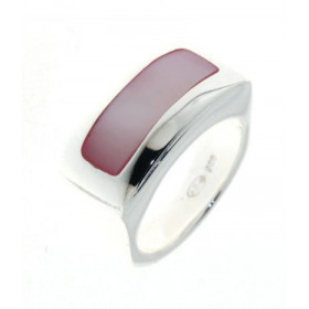 Rose Bague Argent 925 Nacre Rose Largeur sur doigt (vue dessus) : 12mm 