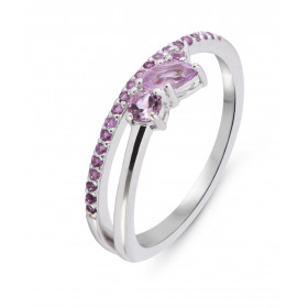 Bague Louise Argent 925 Rhodié Améthyste Bague sertie petites pierres rondes marquise son centre d un rang pierres rondes,...