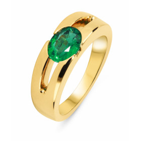  Bague Or Jaune sertie d une Emeraude AAA Ovale 8 x 6 mm (0.98 carat) Serti demi clos Monture massive Largeur monture (vue...