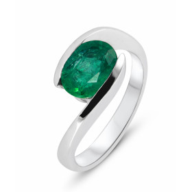  Bague Or Blanc 750 Emeraude Ovale 9x7mm Bague Or Blanc 750 (Or 18 carats) Emeraude ovale 9x7 mm (2.2 carats) Largeur mont...