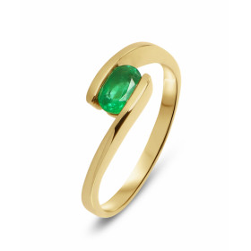  Bague Or Jaune 750 Emeraude Ovale 6x4mm Bague Or Jaune 750 (18 carats) Emeraude ovale 6x4mm (0,4 carat) Serti demi clos M...