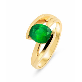  Bague Or Jaune 750 sertie d une Emeraude Ovale 9x7mm Poids émeraude : 1.7 carat Largeur monture (sur doigt, vue dessus) :...
