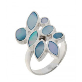 Bague Argent 925 Nacre, dimensions vue dessus : 26x14mm