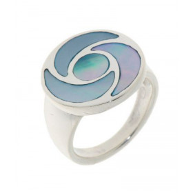 Bague Nacre Bleue,. Monture en Argent 925/1000