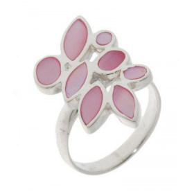 Bague Argent 925 Nacre, dimensions vue de dessus : 26x14mm