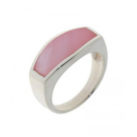 Bague Nacre Rose, monture Argent