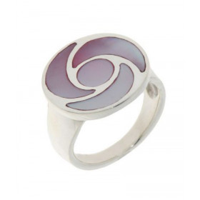 Bague Nacre Rose, monture Argent