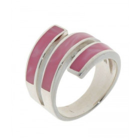 Bague Nacre Rose, monture Argent