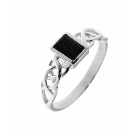 Bague au style celtique sertie d une petite pierre rectangulaire La pierre variété Onyx est taillée cabochon mesure 6x4mm ...