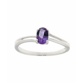 Bague Or Blanc 375 Améthyste Cette jolie bague corps ondulé est ornée d une pierre ovale La pierre mesure 6x4mm, elle est ...