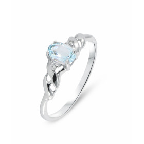 Bague Topaze Bleue Traitée Diamant Or Blanc 375 Cette bague Or 375 est surmontée d une Topaze Bleue sertie par 4 griffes C...