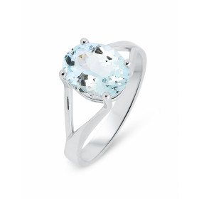  Bague Or blanc 750 Aigue Marine Ovale 10x8mm Bague Or blanc 750 (18 carats) Aigue Marine ovale 10x8mm (2.1 carats) Serti ...