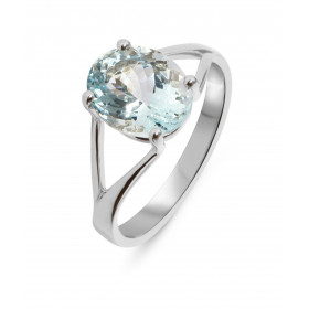  Bague Or Blanc 750 sertie d une Aigue Marine Ovale 10x8mm Poids Aigue Marine : 2.5 carats Serti à griffes 