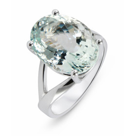  Bague Or Blanc 750 sertie d une Aigue Marine ovale 16x12mm (8.6 carats) Serti à griffes 
