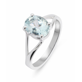  Bague Or Blanc 750 Aigue Marine Ovale 9x7mm Bague Or Blanc 750 (18 carats) Aigue Marine ovale 9x7mm (1,8 carat) Serti à 4...