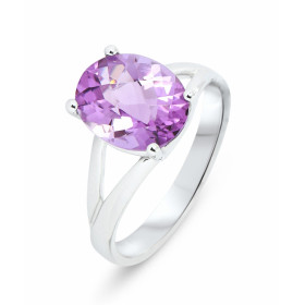  Bague Or Blanc 750 Améthyste ovale 11x9mm Améthyste ovale taille checkerboard mesurant 11x9mm pesant 3 carats Pierre sert...