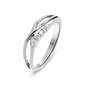  Bague Or Blanc 750 sertie 5 diamants pour un poids total 0,10 carat Largeur bague (sur doigt, vue dessus) : 5 mm Poids Di...