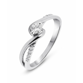  Bague Or Blanc 750 sertie d un diamant 0,16 carat Entourage composé 8 diamants pour un poids total 0,04 carat Poids Diama...