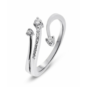  Bague 3 branches Or Blanc 750 sertie 9 diamants pour un poids total 0,12 carats Largeur bague (sur doigt, vue dessus) : 9...