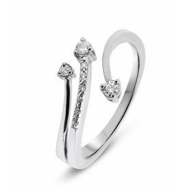 Bague 3 branches en Or Blanc 750 sertie de 9 diamants pour un poids total de 0,12 carats. Largeur de la bague (sur doigt, ...