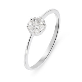  Bague Or Blanc 750 Diamant Serti Illusion Pavage composé 7 pierres pour un poids total 0.22 carat Largeur du motif : 5.9mm 