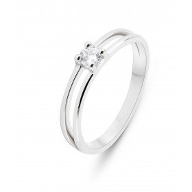 Bague en Or Blanc 750 sertie d&#39;un Diamant de 3,9mm de diamètre (0,17 Carat - Couleur G - pureté Si)