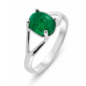  Bague Or Blanc 750 Emeraude Cabochon Ovale 9x7mm Bague Or Blanc 750 (Or 18 carats) Emeraude taille cabochon ovale 9x7 mm ...