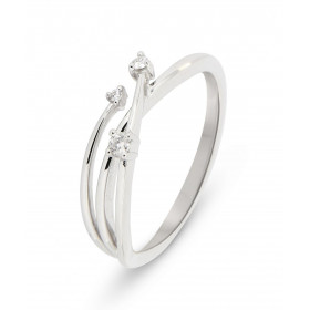 Bague Or Blanc 750 Diamant Bague sertie 3 diamants pour un poids total 0.06 carat