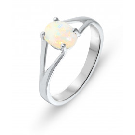  Bague Or Blanc 750 Opale Ovale8x6mm Bague Or Blanc 750 (18 carats) Opale ovale 7x5mm (0.6 carat) Serti à 4 griffes 