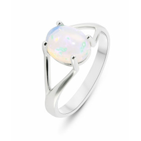  Bague Or Blanc 750 Opale Ovale 9x7mm Bague Or Blanc 750 Opale Pierre Ovale 9x7mm (1,35 carat) Serti à 4 griffes 