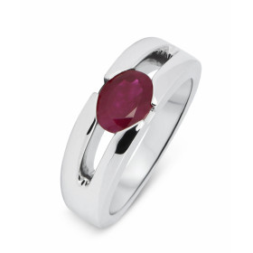  Bague Or Blanc 750 sertie d un Rubis Ovale 8x6mm (1,4 carat) Largeur monture (vue dessus) : 6,7mm Poids Rubis : 1,4 carats 