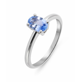  Bague Or Blanc 750 sertie d un Saphir Ceylan Ovale 7x5mm Poids Saphir : 0.6 carat Serti à griffes 
