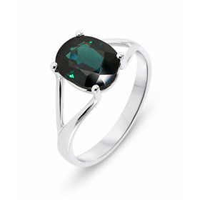  Bague Or Blanc 750 sertie d un saphir ovale 9.4 X 7.6mm (2.55 carats) Serti à griffes 