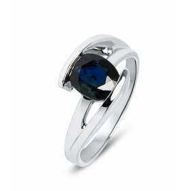  Bague Or Blanc 750 Saphir Ovale 9x7mm Bague Or Blanc 750 Saphir Ovale 9x7mm (2 carats) Serti demi clos Monture solitaire ...