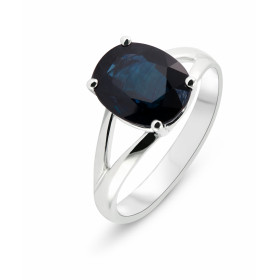  Bague Or Blanc 750 sertie d un Saphir ovale 10.4x8.4mm (3.85 carats) Serti à griffes 